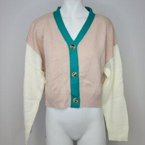 SHEIN Color  Block Crop Cardigan